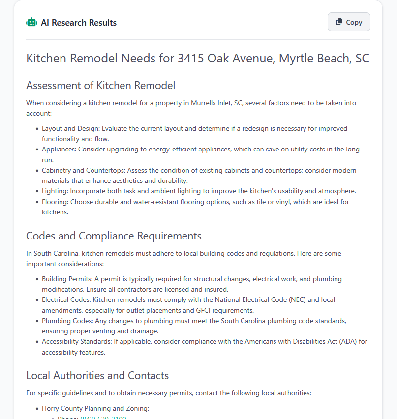 BidHero AI Research Assistant - Building codes, permits, and local regulations research